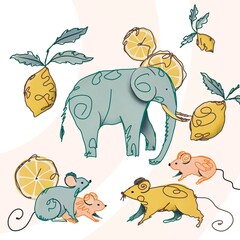 seamless pattern with elephants