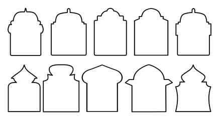 Set of decorative architectural silhouettes perfect for design projects and creative inspiration.