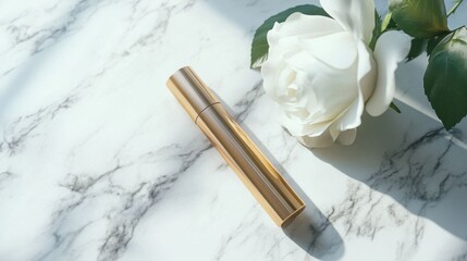 Elegant lip balm case on marble.