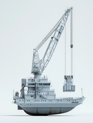 Fototapeta premium Detailed View of a Modern Industrial Crane Ship for Cargo Handling and Offshore Operations