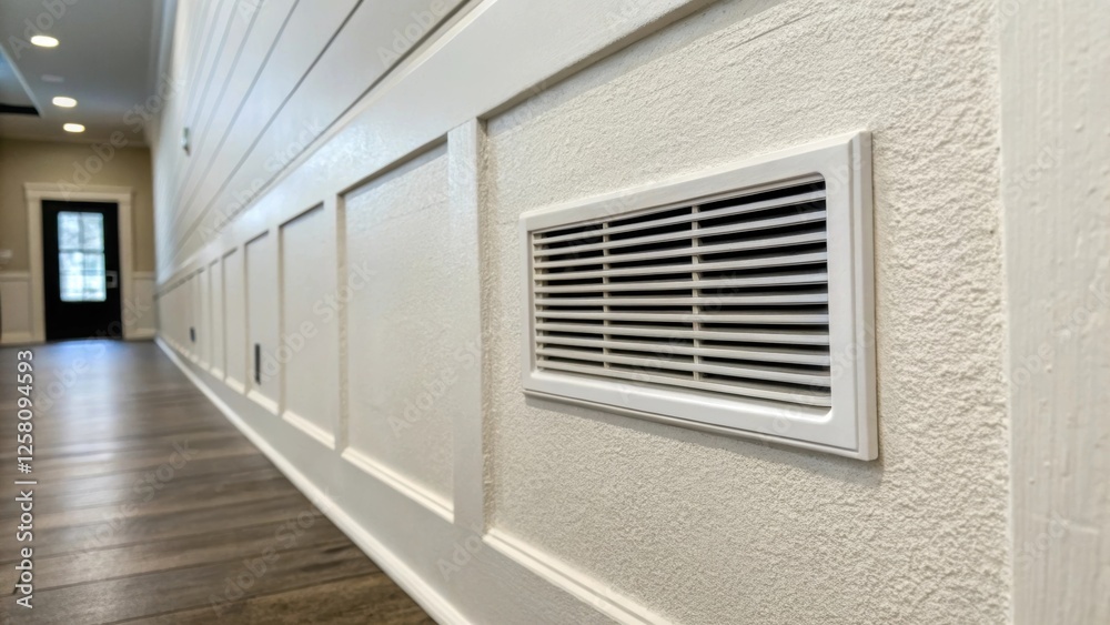 Aufkleber a medium closeup shot of a freshly painted wall with a newly installed recessed air vent illustratin