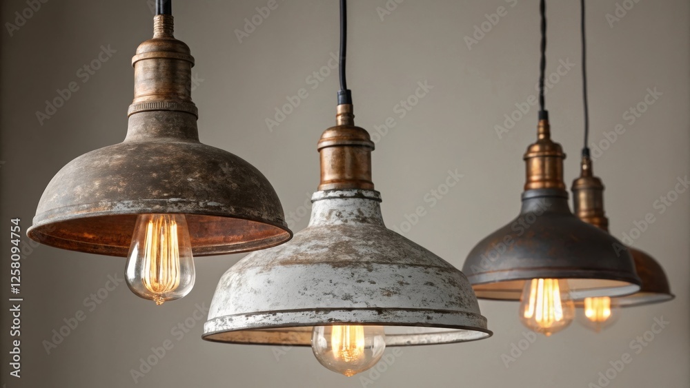 Leinwandbilder a medium closeup showcasing a of pendant lights with a distressed finish their varying heights creat