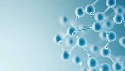 Medical background in white and light blue gradient with molecular design.