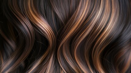 Chocolate brown hair with caramel highlights