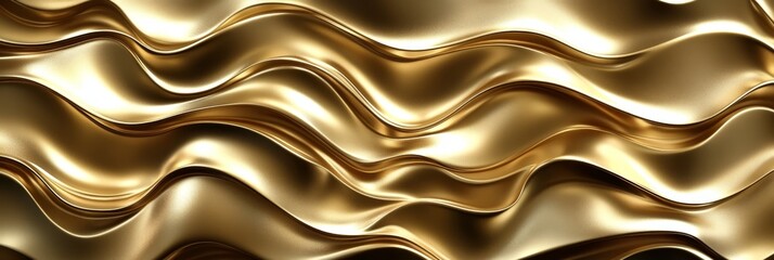 Abstract Gold Undulating, Metallic Surface with Bold Highlights in Vector Graphic Style.