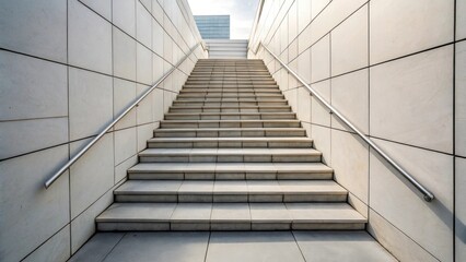 Obraz premium An overhead angle focused on the junction where the floating steps meet the wall revealing a seamless transition and clean lines.