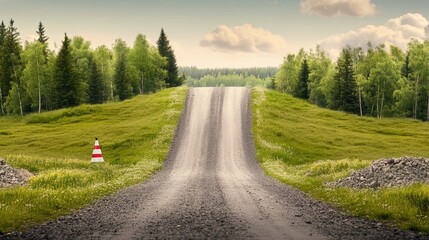 Fototapeta premium Some and Never Give Up Country Road - A winding country road symbolizes the journey of life, persistence, choices