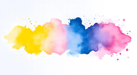 Obraz premium Abstract watercolor painting of yellow pink blue and purple colors in a horizontal band