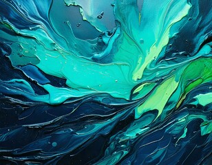 Obraz premium Green teal blue neon glowing paint background
