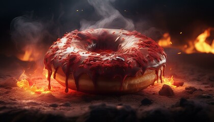 Naklejka premium 激辛ドーナツ