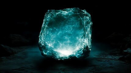 Enigmatic Luminous Rock Formation Ethereal Glow in Dark Cave Underground Exploration Adventure