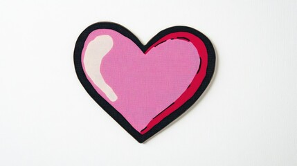 Obraz premium a stylized, abstract heart shape against a plain white background , The heart is outlined with a bold black border, creating a striking contrast with the interior colors
