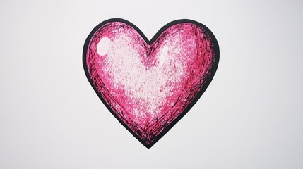 a stylized, abstract heart shape against a plain white background ,  The heart is outlined with a bold black border, creating a striking contrast with the interior colors