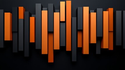 Abstract Modern Art Design with Black and Orange Geometric Shapes