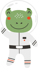 Cute frog animal in space, animal dressed in cosmonaut suit, isolated vector