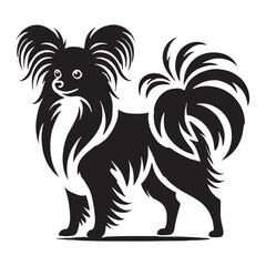 Refined Papillon silhouette perfect for branding and creative visuals - Papillon illustration - minimal Papillon vector - dog silhouette
