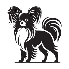 Papillon silhouette designed with precision and stunning accuracy - Papillon illustration - minimal Papillon vector - dog silhouette
