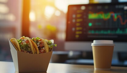 Delicious Tacos and Coffee Break During Trading