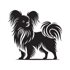 Creative Papillon silhouette ideal for prints, logos, and decor - Papillon illustration - minimal Papillon vector - dog silhouette
