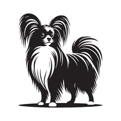 Minimalist Papillon silhouette crafted for elegant branding - Papillon illustration - minimal Papillon vector - dog silhouette
