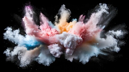 Color powder burst studio digital art black background top view rainbow explosion for dynamic visual appeal