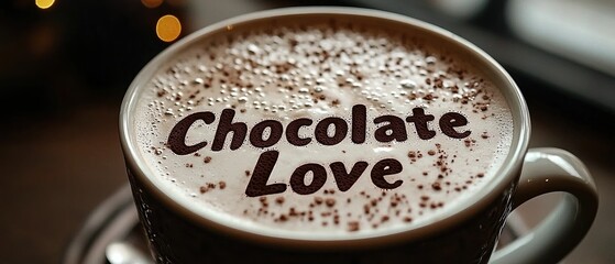 Delicious Mocha Cup with Foam Art Depicting Chocolate Love Perfect for Coffee Enthusiasts and Social Media Sharing