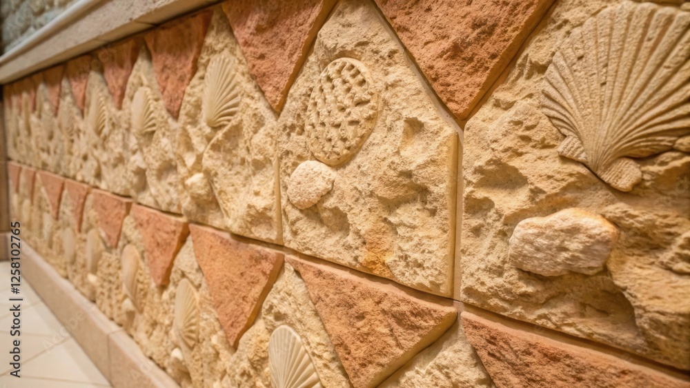 Poster textured wall details a closeup of a decorative textured aquarium wall feature made of faux rock or 