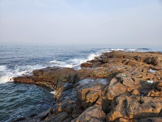 Malvan, Maharashtra India - January 28 2025: Rock Garden near chiwala beach
