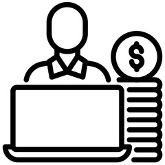 freelancer earning vector outline icon