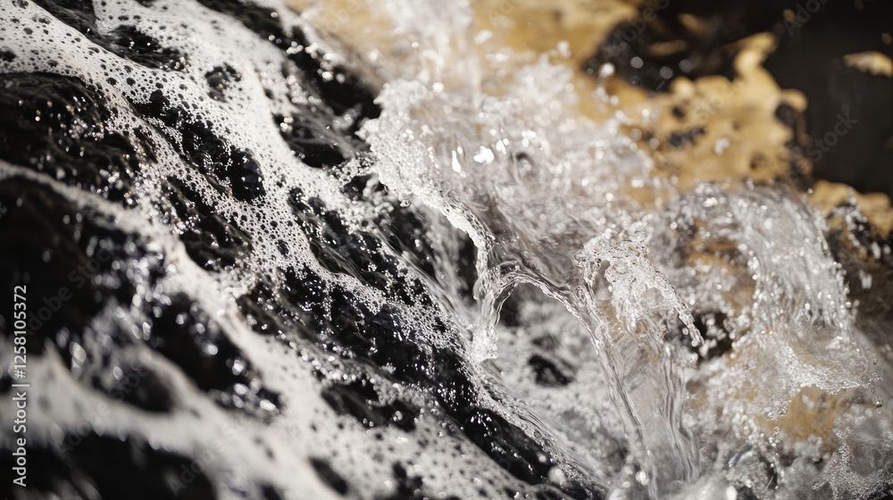 Poster Close-up of water cascading through a reverse osmosis filter, showcasing the intricate flow and purity process of clean water.
