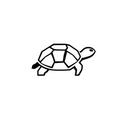 Geometric Turtle: Simple black and white illustration of a turtle with a geometrically-patterned shell.