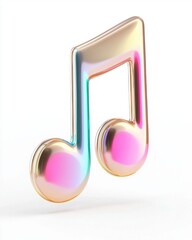 A 3D neon music note icon, glowing soundwave, futuristic DJ style glow, deep contrast, modern entertainment theme, white background