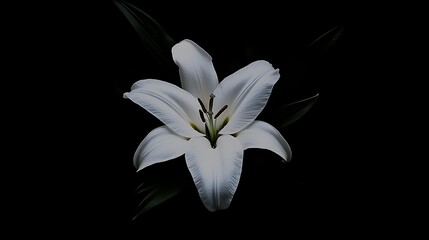 Fototapeta premium Ethereal White Lily Bloom Against The Dark Serenity With Botanical Purity And Graceful Elegance