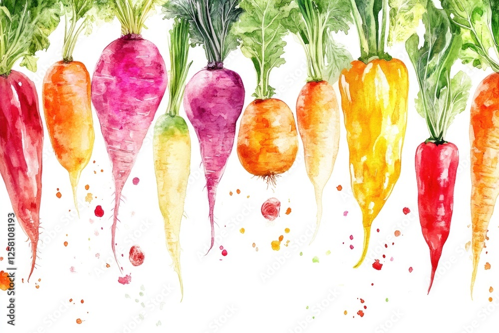 Poster Fresh, vibrant carrots in a variety of colors