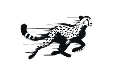  Minimalistic hand-drawn illustration of a running cheetah