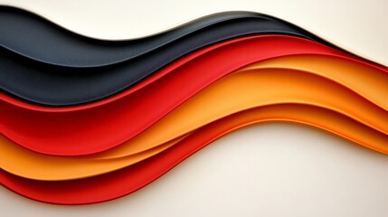 Abstract Wavy Layers of Colorful Leather in Black, Red, Orange, Yellow