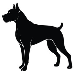 A vector silhouette of a Boxer dog in a powerful stride, 