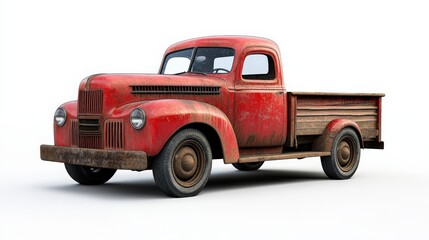 Classic Pickup Truck from the 1940's in Red. Vintage Auto Vehicle for Transportation