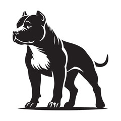Powerful Pitbull silhouette reflecting strength and determination - Pitbull illustration - minimal Pitbull vector - dog silhouette
