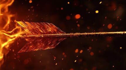Golden arrow piercing through flames.