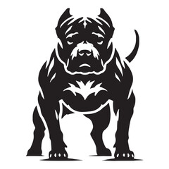 Artistic Pitbull silhouette showcasing its alert and active stance - Pitbull illustration - minimal Pitbull vector - dog silhouette
