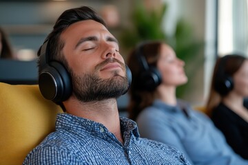 A peaceful cat rests with closed eyes on a wooden shelf, surrounded by modern decor, adding a calming atmosphere to the room filled with natural light and greenery.