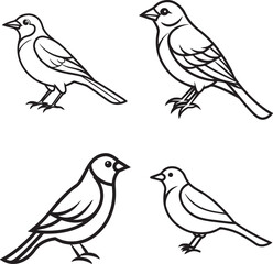 Fototapeta premium cute line art silhouette bird icon 