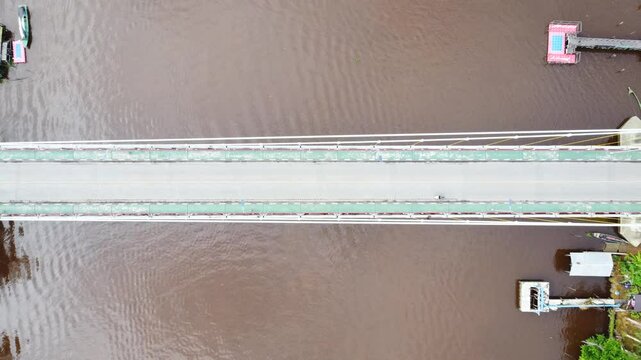 Aerial view of the Barito Bridge on the border of South Kalimantan and Central Kalimantan