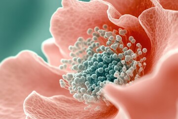 Close-up of a flower's reproductive organs, showcasing intricate details and textures.