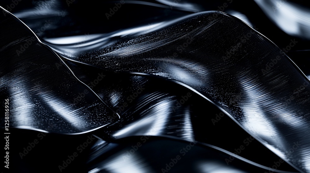 Poster Dark, glossy abstract waves; background texture, design element