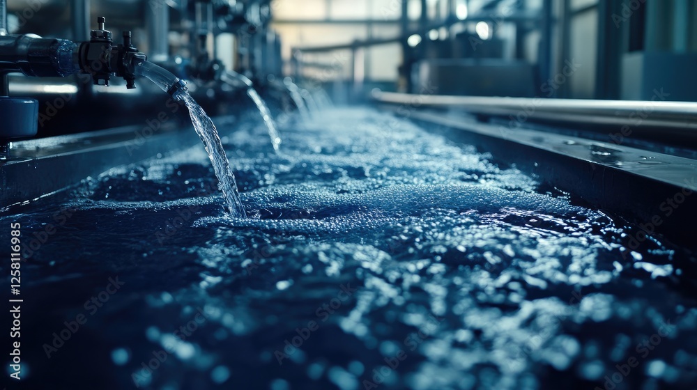 Poster pure water streaming through a reverse osmosis filtration system, emphasizing the clarity and purity