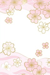 Golden flowers pattern japanese style art background decorative wallpaper