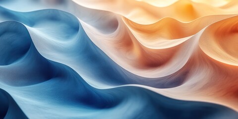 Obraz premium Abstract Sandscape: A symphony of swirling blue and orange hues, creating a mesmerizing abstract landscape of undulating dunes under a warm sun.