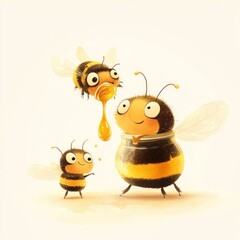 Obraz premium Cute cartoon bees sharing honey (13)